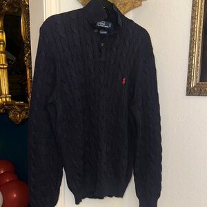 Polo by Ralph Lauren Men's Dark Navy Blue Mock Neck Cable-Knit Sweater Sz Large